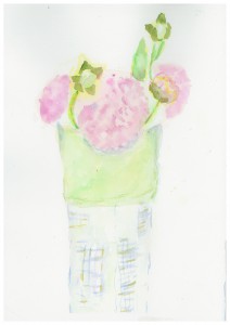 Dahlias in a Green Vase